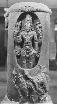 Shiva in een kolom van licht - of als lingam